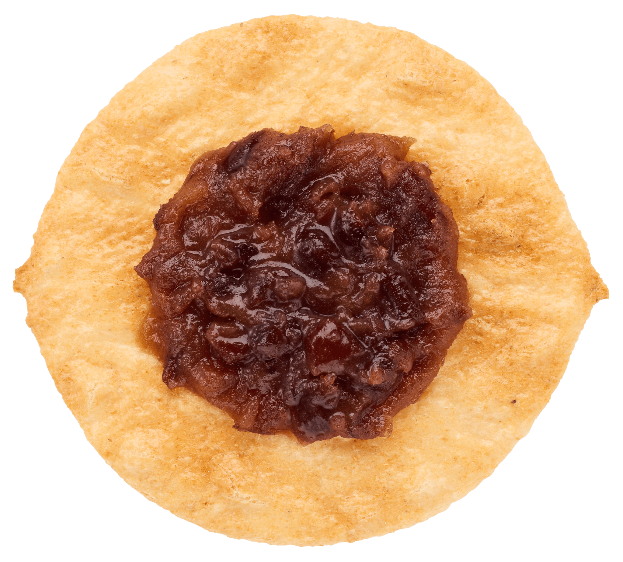 米麹あんバターソースを乗せたせんべい